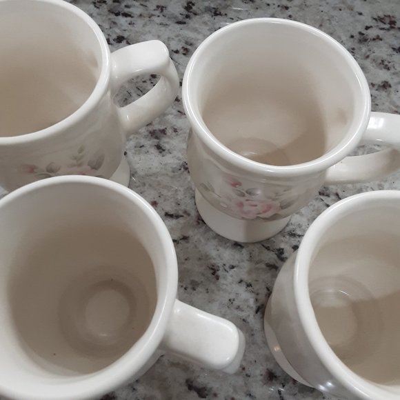 Vintage Pfaltzgraff Tea Rose Footed Coffee Mug Set - Picture 3 of 6